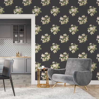 Galerie Wallcoverings Secret Garden Classic Bouquet Galerie Wallcoverings  Black   - G78495