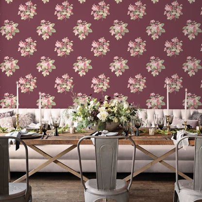 Galerie Wallcoverings Secret Garden Classic Bouquet Galerie Wallcoverings  Red   - G78496