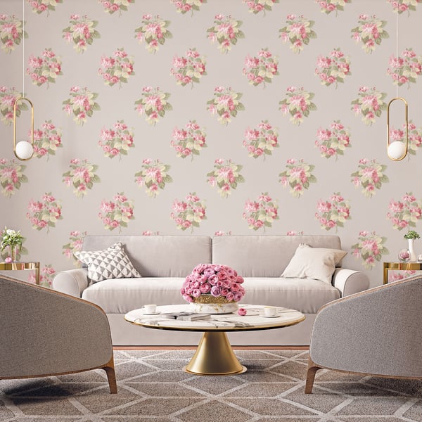 Galerie Wallcoverings Secret Garden Classic Bouquet Galerie Wallcoverings  Pink   - G78501
