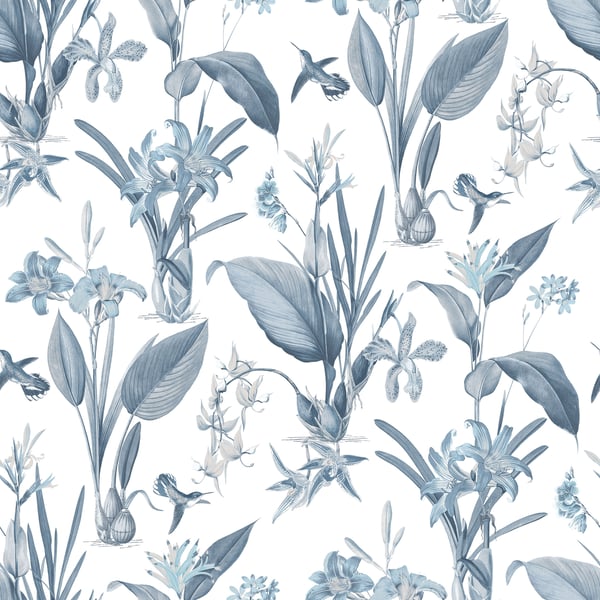 Galerie Wallcoverings Secret Garden Cottage Botanical Galerie Wallcoverings  Blue   - G78504