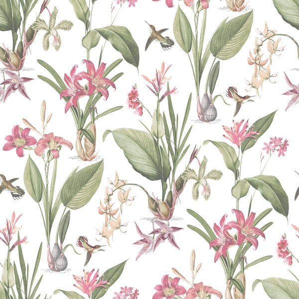Galerie Wallcoverings Secret Garden Cottage Botanical Galerie Wallcoverings  Pink   - G78506