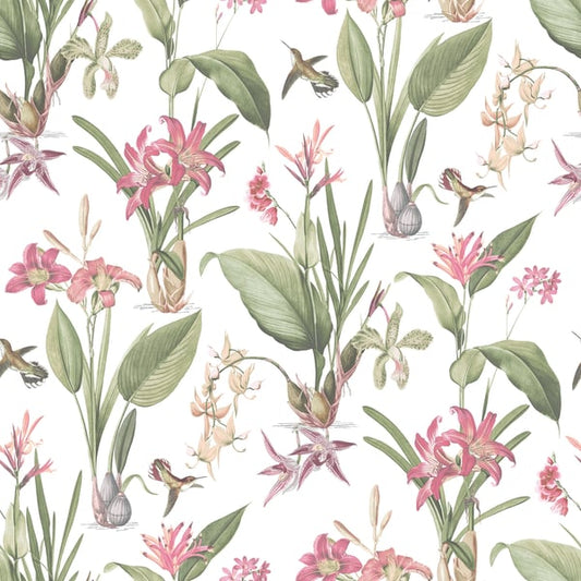 Galerie Wallcoverings Secret Garden Cottage Botanical Galerie Wallcoverings  Pink   - G78506