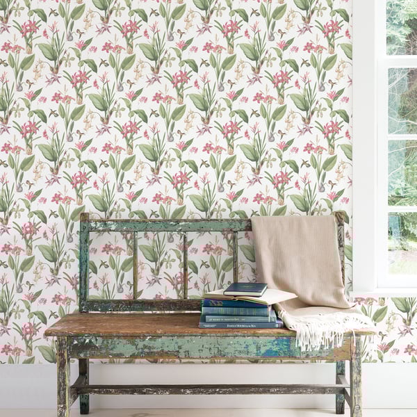 Galerie Wallcoverings Secret Garden Cottage Botanical Galerie Wallcoverings  Pink   - G78506