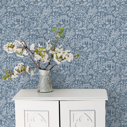 Galerie Wallcoverings Secret Garden Garden Toile Galerie Wallcoverings  Blue   - G78508