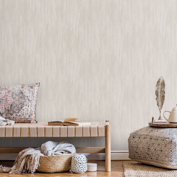 Beige wallpaper with a subtle wispy texture.