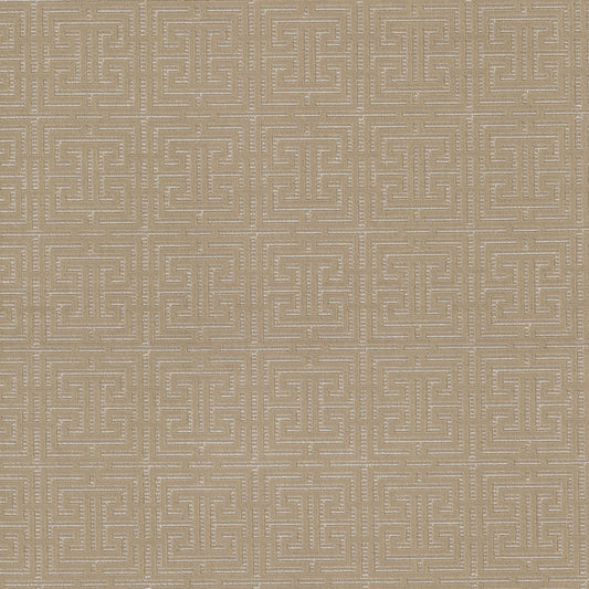 STOUT TEXTILES  UPHOLSTERY,VELVET TRADITIONAL, GREEK KEY KHAKI,PONGEE   - GARC-2