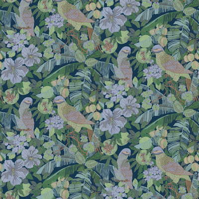 GASTON Y DANIELA VELVET FLORA & FAUNA INDIGO,GREEN,GREY   - GDT5540.001.0