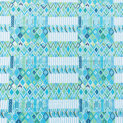 GASTON Y DANIELA EMBROIDERY STRIPES TURQUOISE,CHARTREUSE,WHITE   - GDT5564.003.0