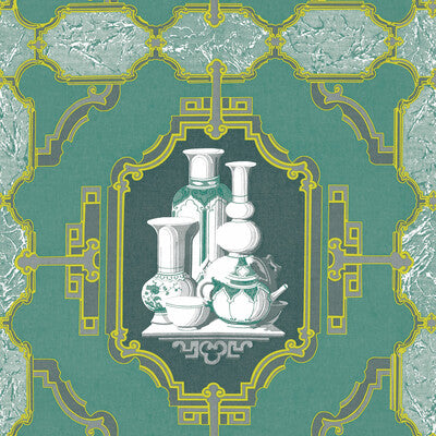 GASTON Y DANIELA PORCELANAS PRINT--LATTICE/SCROLLWORK-NOVELTY ESMERALDA   - GDW5445.003.0