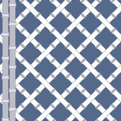 GASTON Y DANIELA TRELLIS PRINT--GEOMETRIC-LATTICE/SCROLLWORK AZUL/BLANCO   - GDW5455.004.0