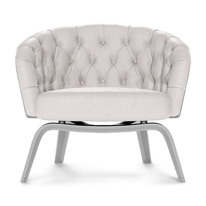 White novelty fabric with tufted texture and diamond-button pattern.