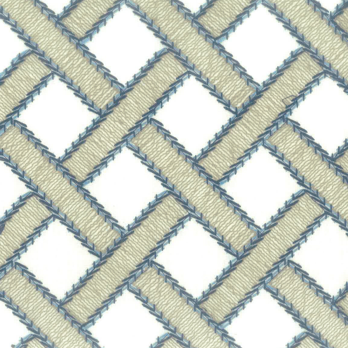 STOUT TEXTILES  DRAPERY,EMBROIDERIES TRADITIONAL, DIAMOND INDIGO,INK   - GIBB-2