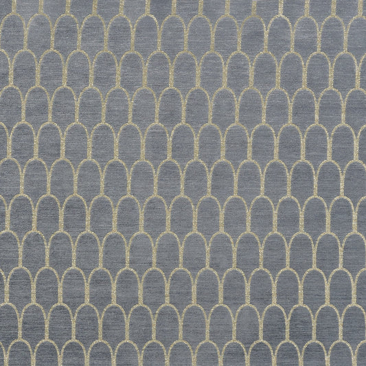 JF Fabrics Crypton Home GLITTER 66 Fabric Geometric, Scallop Blue, Grey, Gold  Woven, Chenille - 8945666 J8921