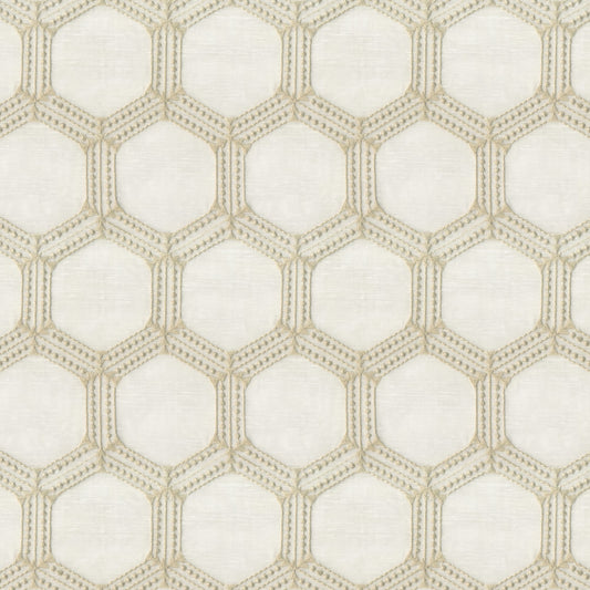JF Fabrics GLOW 32 Fabric Geometric,Traditional Beige  Embroidery,Sheer - 8431332 J8581