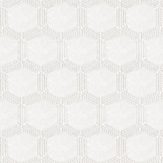 JF Fabrics GLOW 90 Fabric Geometric,Traditional White,Off White  Embroidery,Sheer - 8431390 J8591