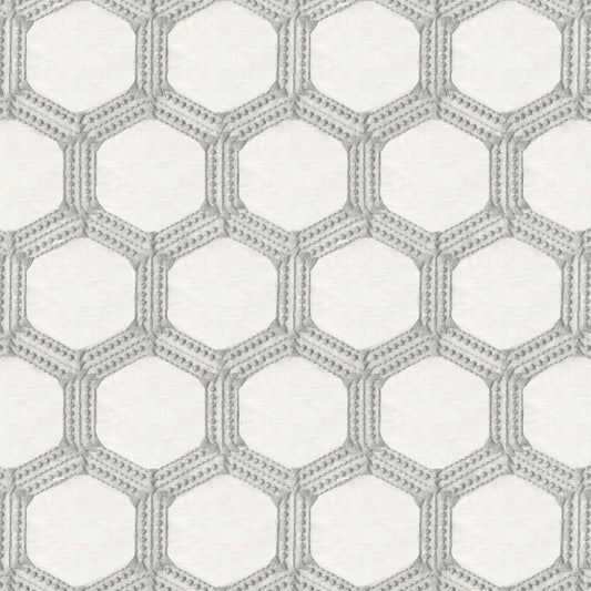 JF Fabrics GLOW 93 Fabric Geometric,Traditional Grey  Embroidery,Sheer - 8431393 J8591