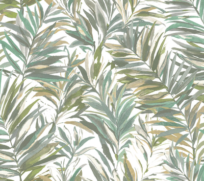 York Wallcoverings Woodnote Swaying Palms Olive & Aegean Wallpaper Botanical Tropical Olive & Aegean  Wallpaper - GN2542