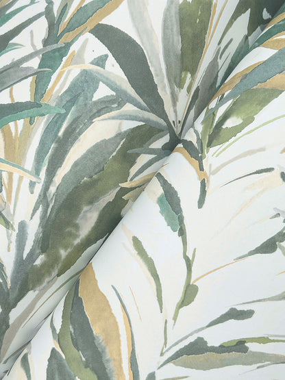 York Wallcoverings Woodnote Swaying Palms Olive and Aegean Wallpaper Tropical Botanical Greens   - GN2542