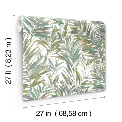 York Wallcoverings Woodnote Swaying Palms Olive & Aegean Wallpaper Botanical Tropical Olive & Aegean  Wallpaper - GN2542