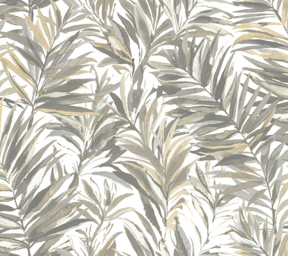 York Wallcoverings Woodnote Swaying Palms Neutral Wallpaper Tropical Botanical Greys   - GN2543