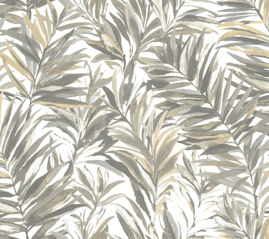York Wallcoverings Woodnote Swaying Palms Neutral Wallpaper Tropical Botanical Greys   - GN2543