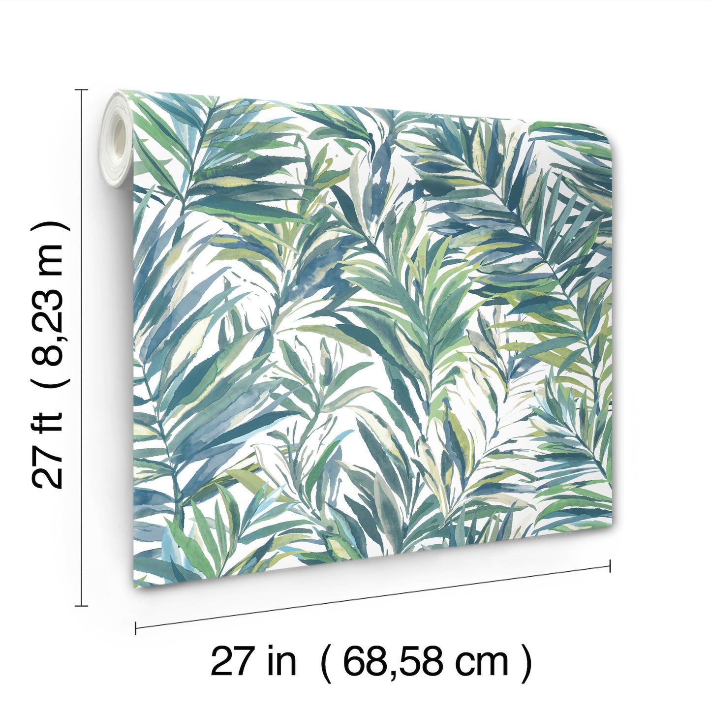 York Wallcoverings Woodnote Swaying Palms Green & Blue Wallpaper Botanical Tropical Green & Blue  Wallpaper - GN2544