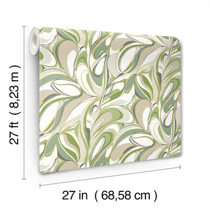 York Wallcoverings Woodnote Achate Grass Wallpaper Glam Modern Greens   - GN2561