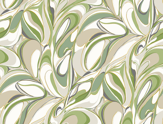York Wallcoverings Woodnote Achate Grass Wallpaper Glam Modern Greens   - GN2561