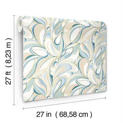 York Wallcoverings Woodnote Achate Blue Wallpaper Glam Modern Blues   - GN2562