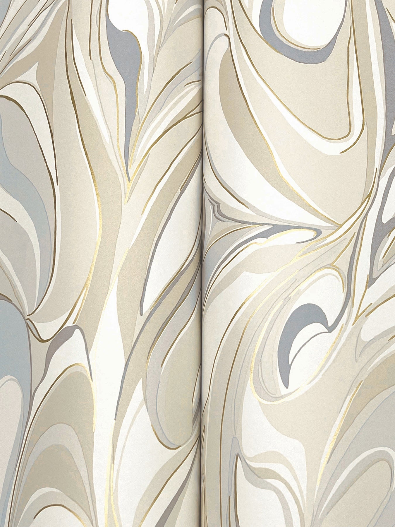 York Wallcoverings Woodnote Achate Beige and Grey Wallpaper Glam Modern Beiges   - GN2563
