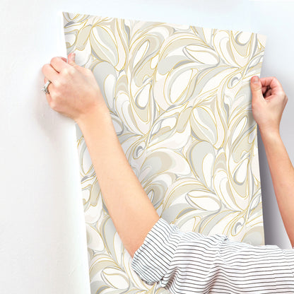 York Wallcoverings Woodnote Achate Beige & Grey Wallpaper Modern Glam Beige & Grey  Wallpaper - GN2563