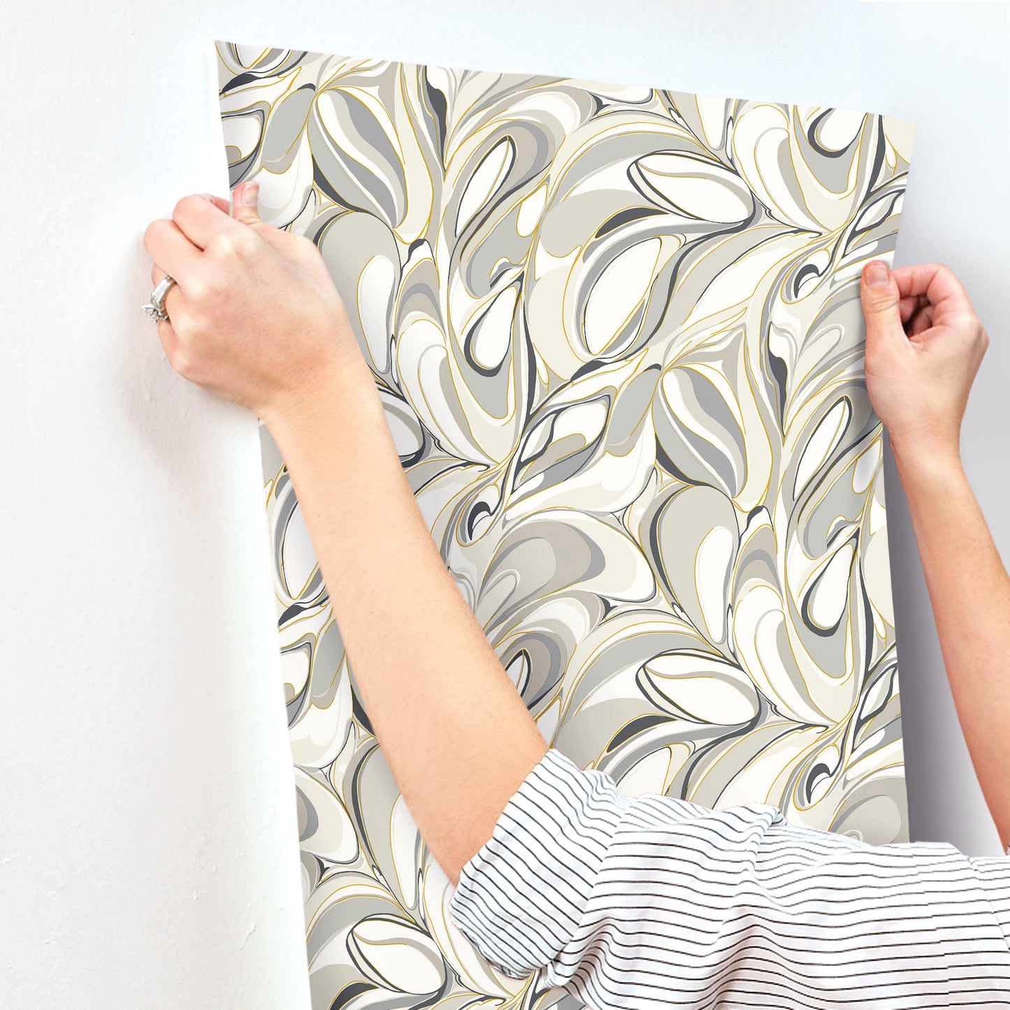 York Wallcoverings Woodnote Achate Black and Grey Wallpaper Glam Modern Greys   - GN2564