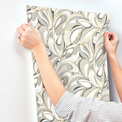 York Wallcoverings Woodnote Achate Black & Grey Wallpaper Modern Glam Black & Grey  Wallpaper - GN2564