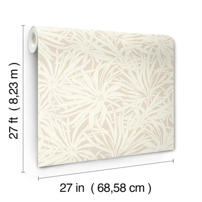 York Wallcoverings Woodnote Floral Canopy Linen Wallpaper Transitional Florals Beiges   - GN2571