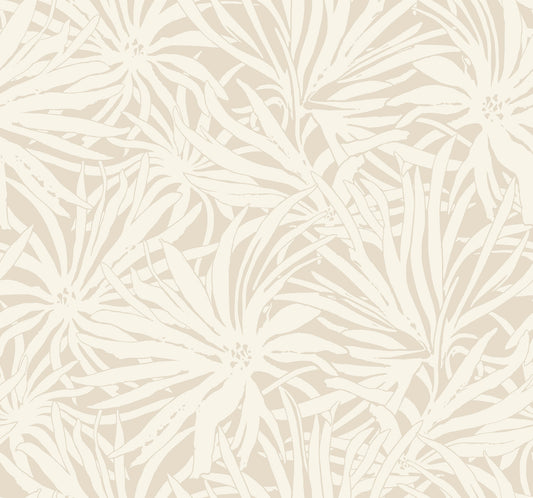 York Wallcoverings Woodnote Floral Canopy Linen Wallpaper Transitional Florals Beiges   - GN2571