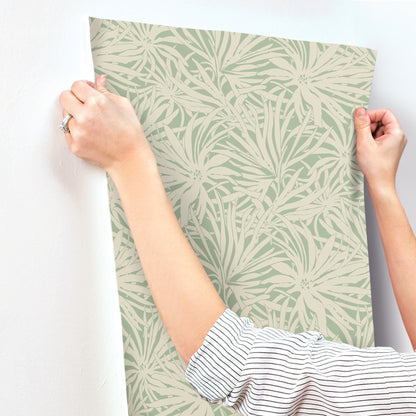 York Wallcoverings Woodnote Floral Canopy Olive Wallpaper Transitional Florals Greens   - GN2575