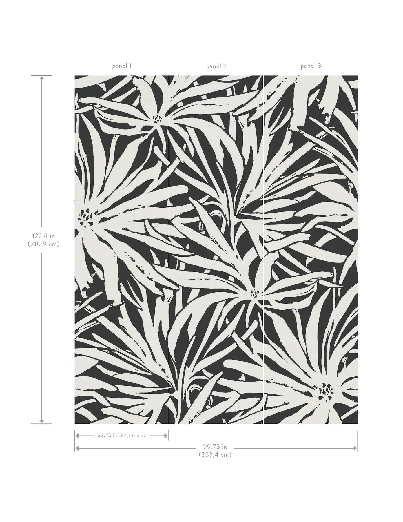 York Wallcoverings Woodnote Floral Canopy Black Mural Feature Wall Florals Blacks  Wallpaper - GN2576M