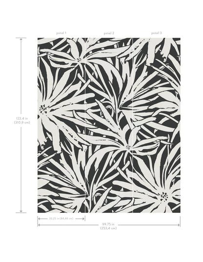 York Wallcoverings Woodnote Floral Canopy Black Mural Feature Wall Florals Blacks  Wallpaper - GN2576M