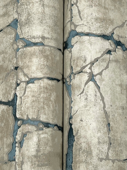 York Wallcoverings Woodnote Mojave Navy Wallpaper Masculine Modern Greys   - GN2582