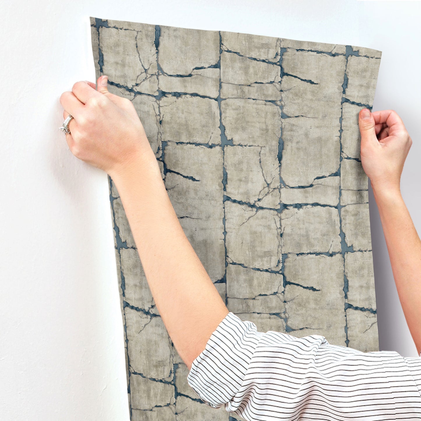 York Wallcoverings Woodnote Mojave Navy Wallpaper Masculine Modern Greys   - GN2582