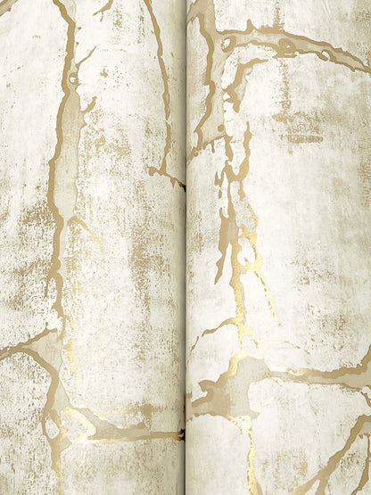 York Wallcoverings Woodnote Mojave Gold Wallpaper Masculine Modern Whites and Off-Whites   - GN2584
