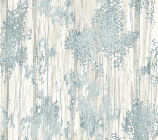 York Wallcoverings Woodnote Aspen Grove Blue Wallpaper Modern Botanical Blues   - GN2602