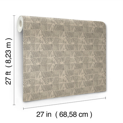 York Wallcoverings Woodnote Woodcut Black & Linen Wallpaper Geometrics Modern Black & Linen  Wallpaper - GN2621