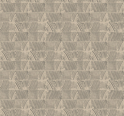 York Wallcoverings Woodnote Woodcut Black and Linen Wallpaper Modern Geometrics Blacks   - GN2621