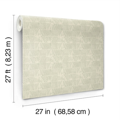 York Wallcoverings Woodnote Woodcut Green and Stone Wallpaper Modern Geometrics Greens   - GN2624