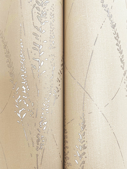 York Wallcoverings Woodnote Graceful Willow Putty Wallpaper Transitional Botanical Beiges   - GN2641