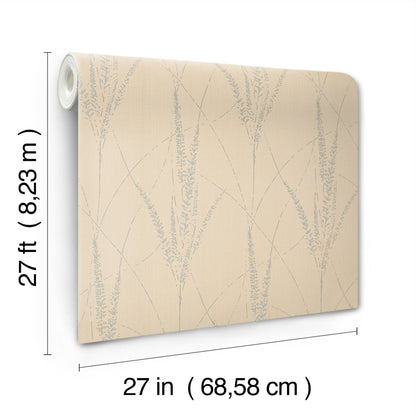 York Wallcoverings Woodnote Graceful Willow Putty Wallpaper Transitional Botanical Beiges   - GN2641
