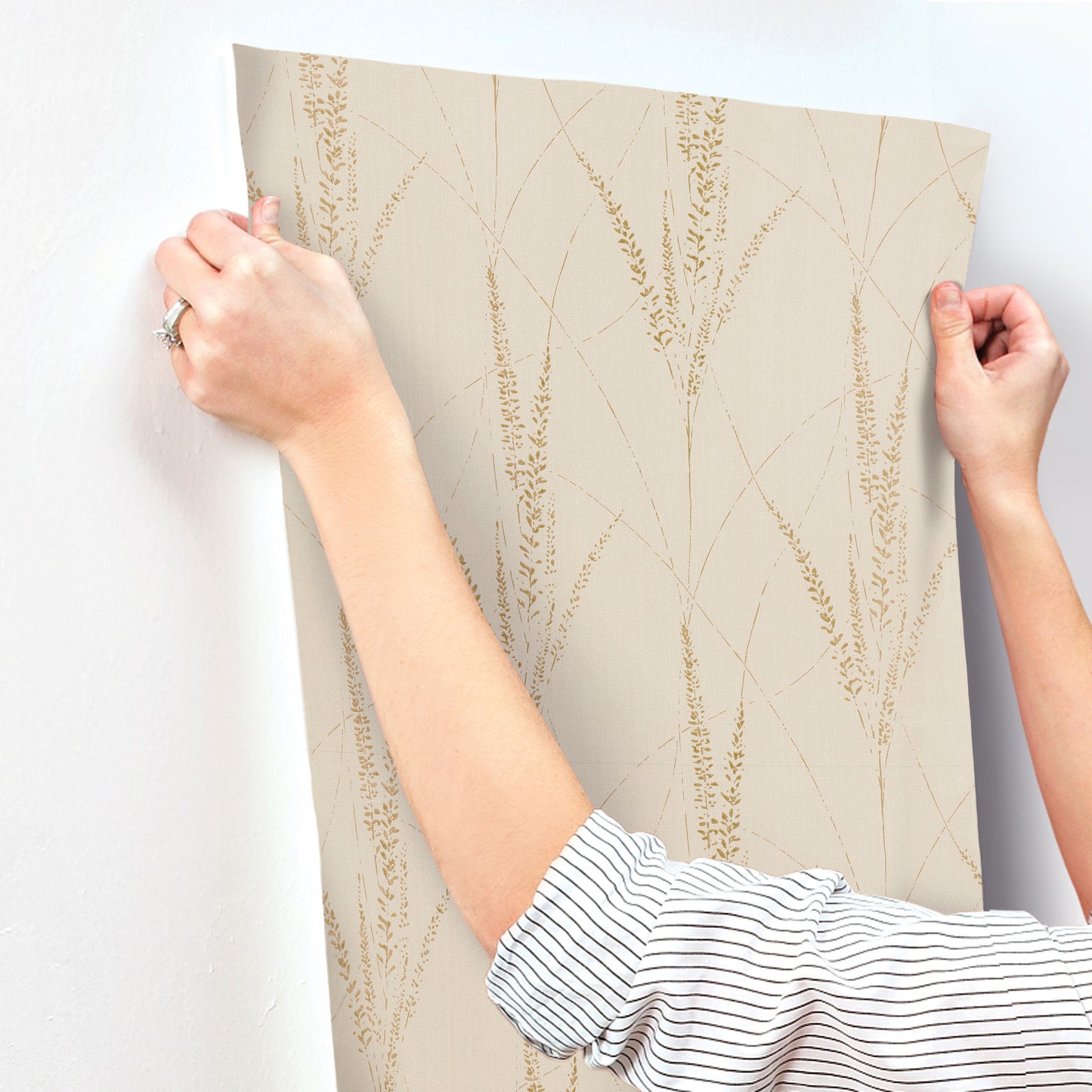 York Wallcoverings Woodnote Graceful Willow Pale Straw Wallpaper Transitional Botanical Beiges   - GN2642