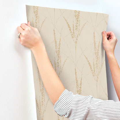 York Wallcoverings Woodnote Graceful Willow Pale Straw Wallpaper Transitional Botanical Beiges   - GN2642