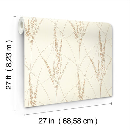 York Wallcoverings Woodnote Graceful Willow Cotton Wallpaper Transitional Botanical Whites and Off-Whites   - GN2645